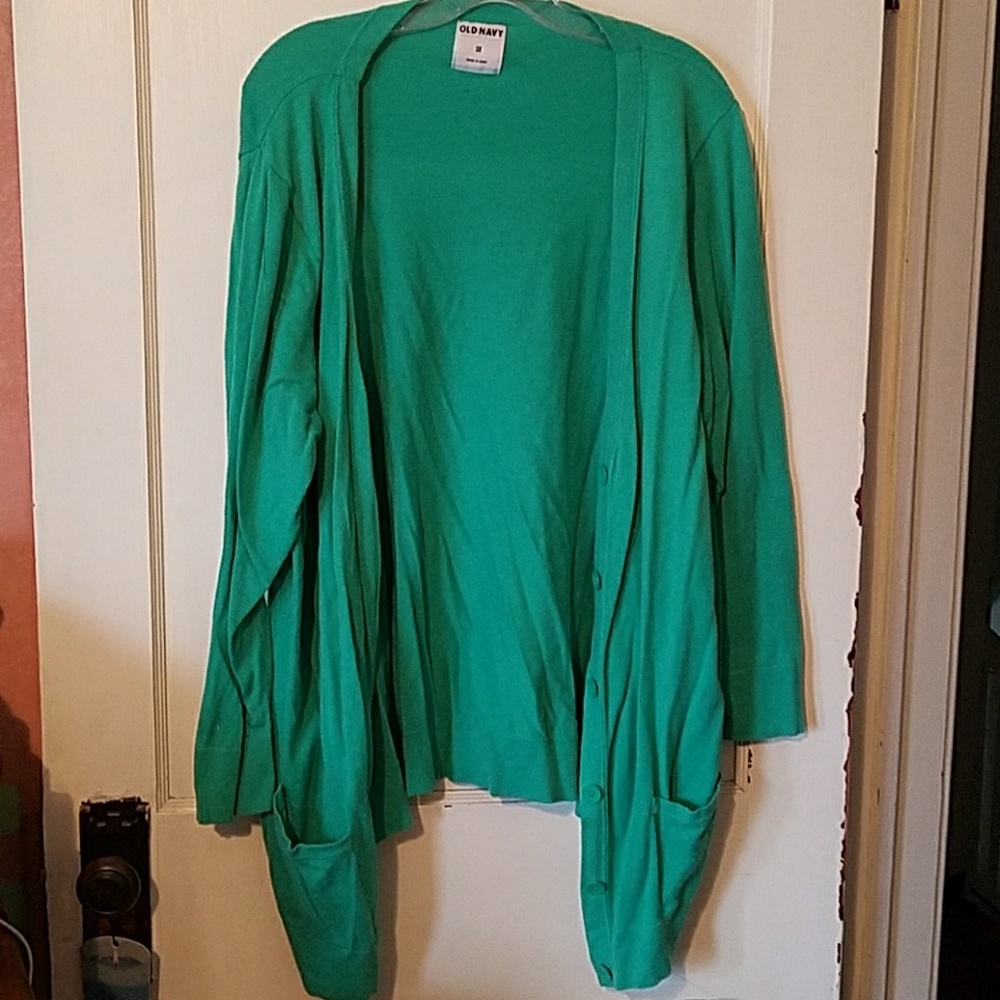 Green cardigan button down with pockets